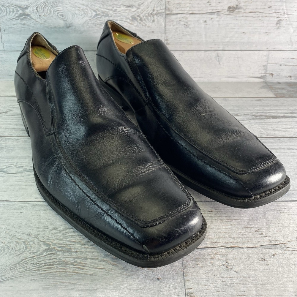 Joseph Abboud Shoes Mens 13 M Black Leather Slip On Casual Dress Loafer Classic